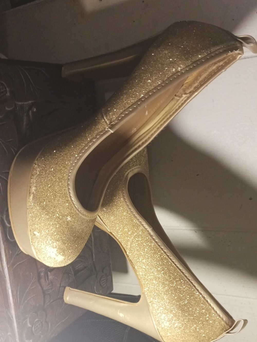 Barbie Gold Glitter Platform High Heels